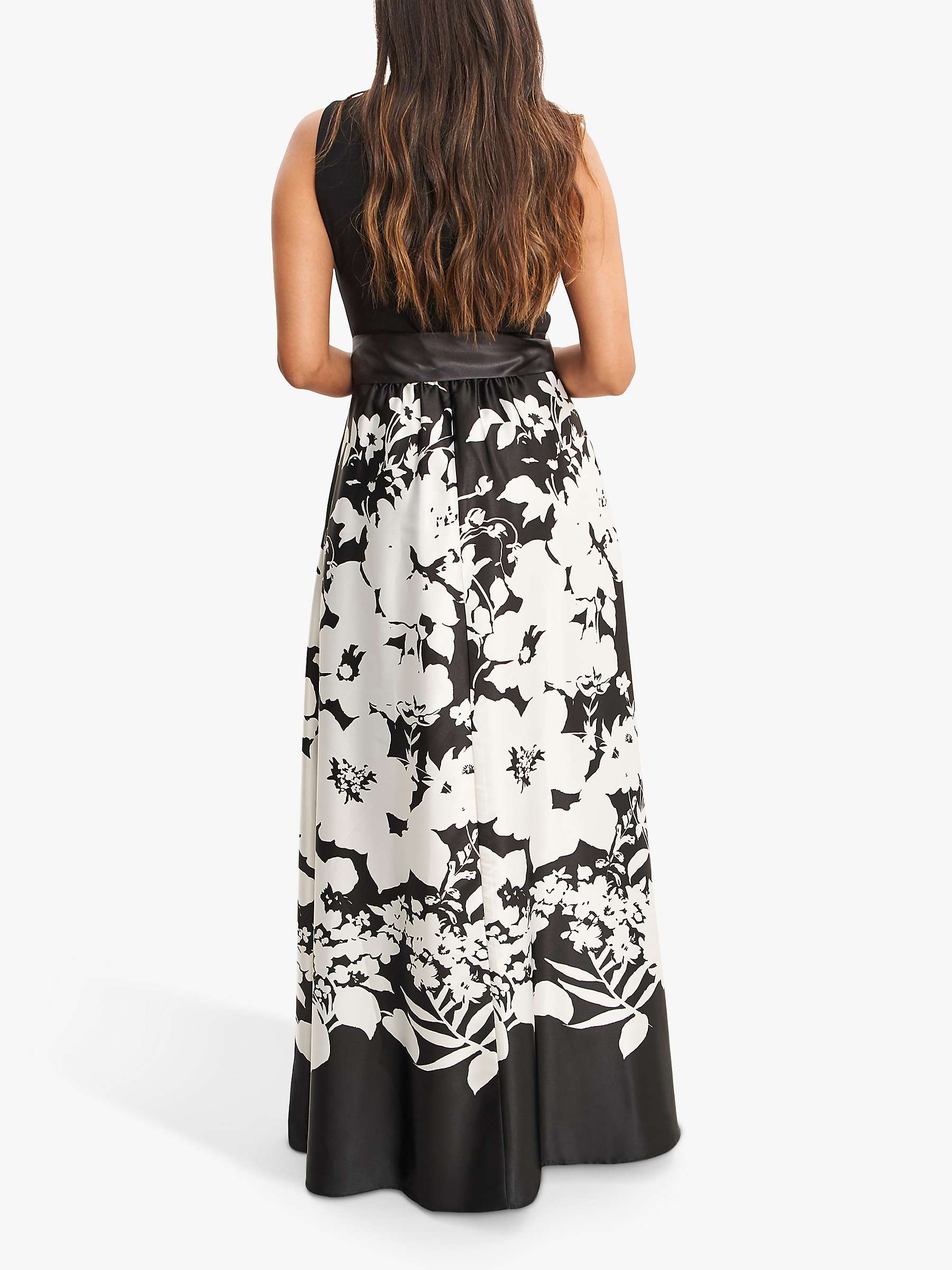 Buy Gina Bacconi Jaimarie Floral Satin Dress, Black/White Online at johnlewis.com
