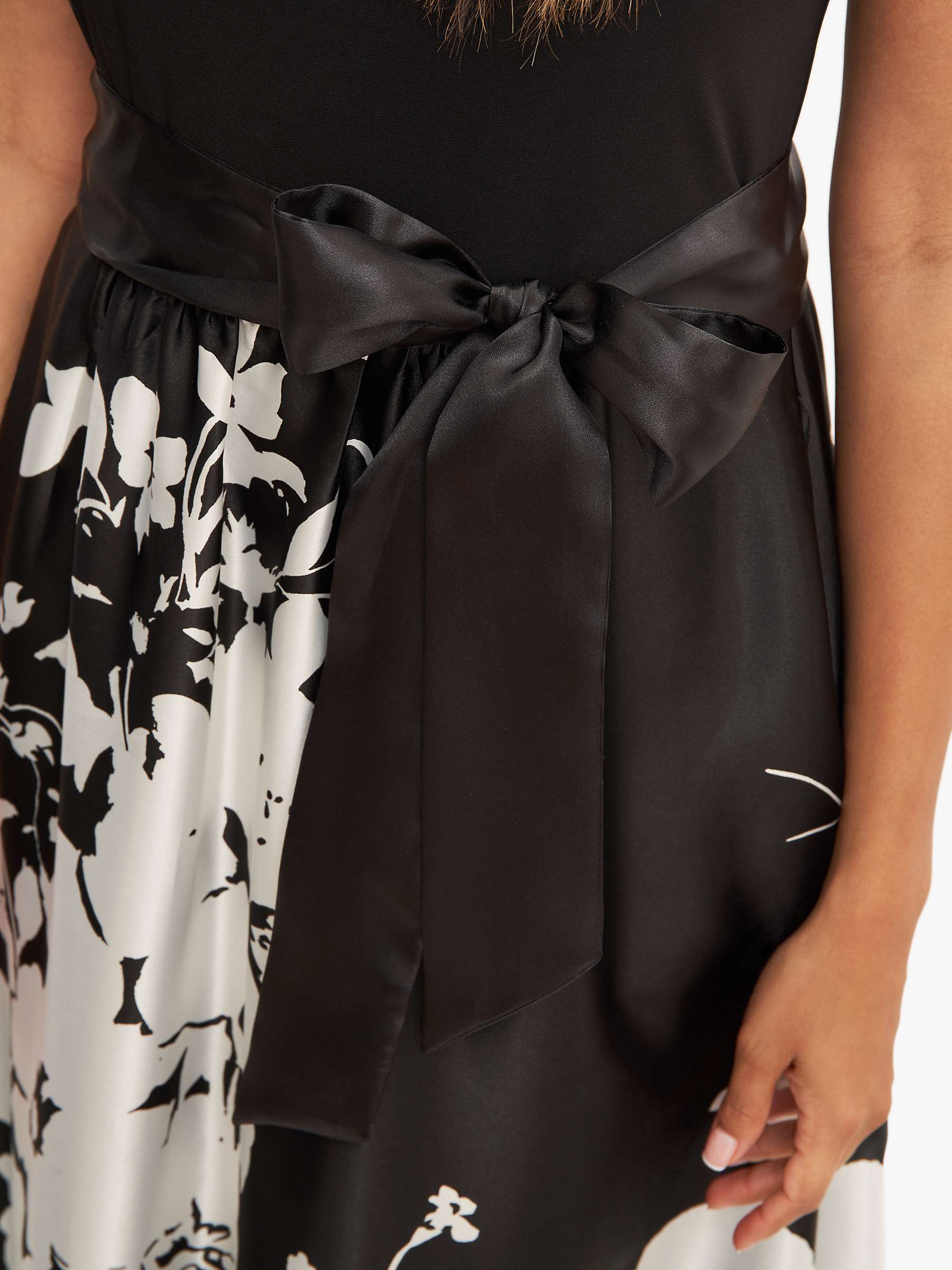 Buy Gina Bacconi Jaimarie Floral Satin Dress, Black/White Online at johnlewis.com