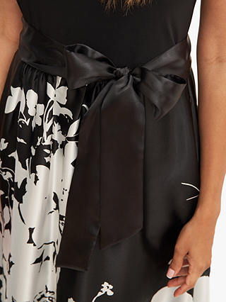 Gina Bacconi Jaimarie Floral Satin Dress, Black/White