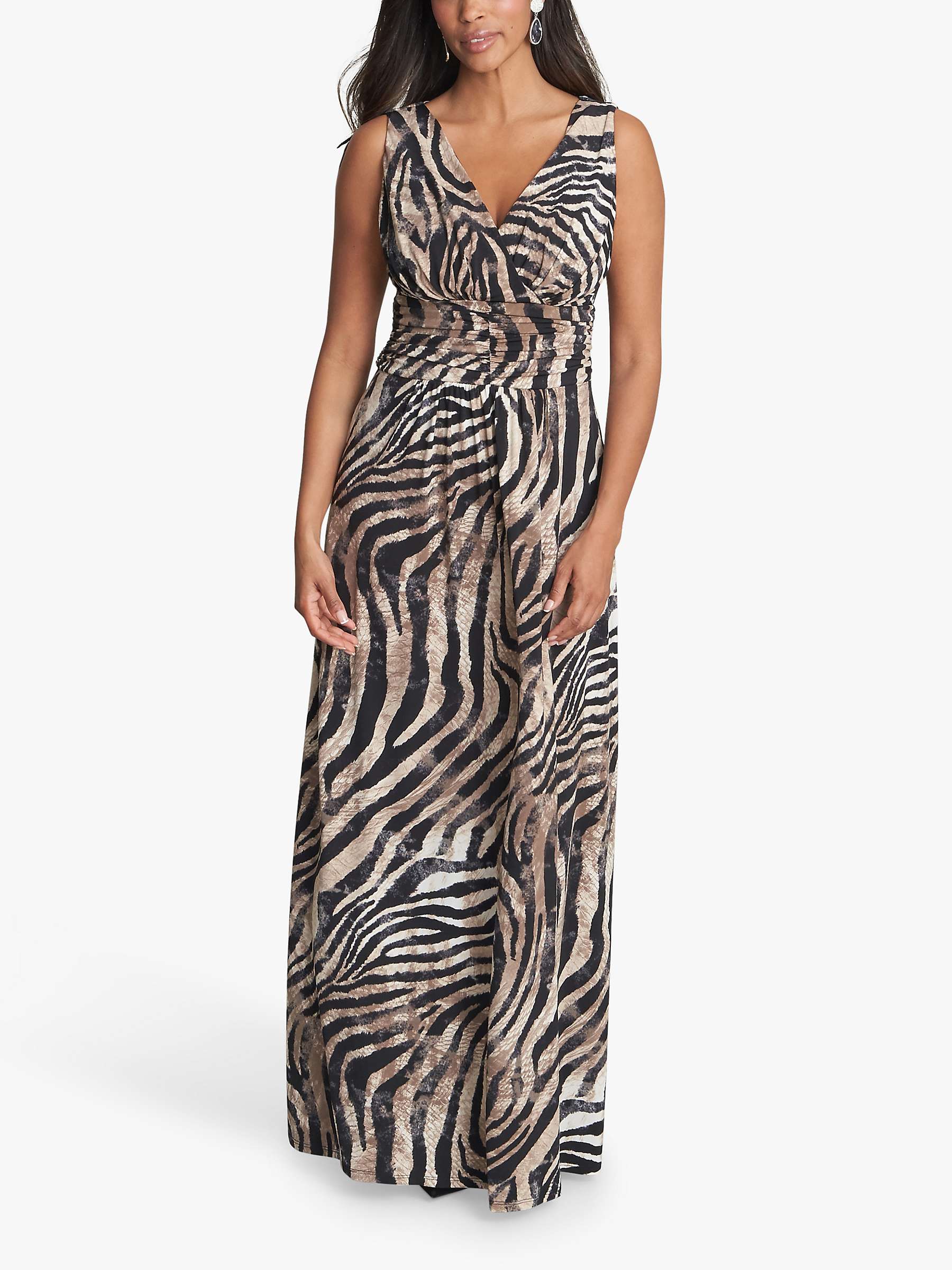 Buy Gina Bacconi Silke Zebra Print Jersey Maxi Dress, Black/Beige Online at johnlewis.com
