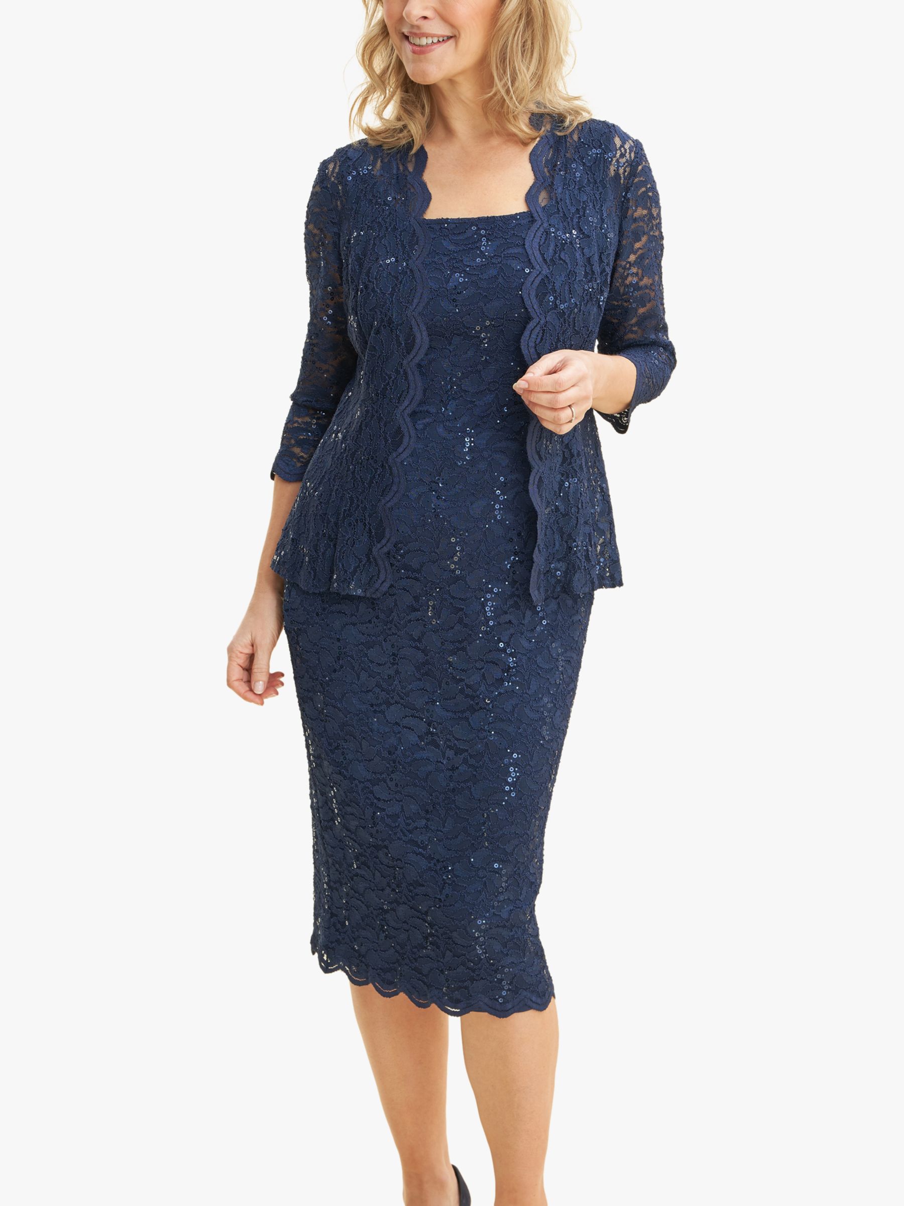 Buy Gina Bacconi Kayla Lace Midi Dress and Jacket, Navy Online at johnlewis.com