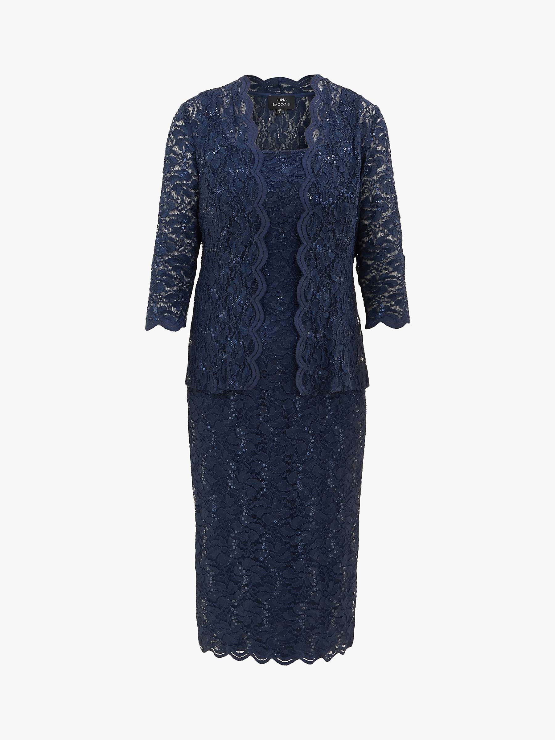 Buy Gina Bacconi Kayla Lace Midi Dress and Jacket, Navy Online at johnlewis.com