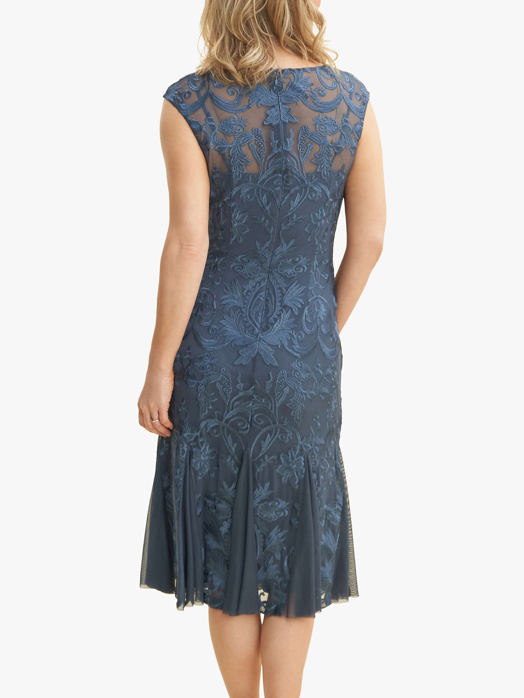 Buy Gina Bacconi Rosia Flared Stretch Tulle Midi Dress, Blue Online at johnlewis.com