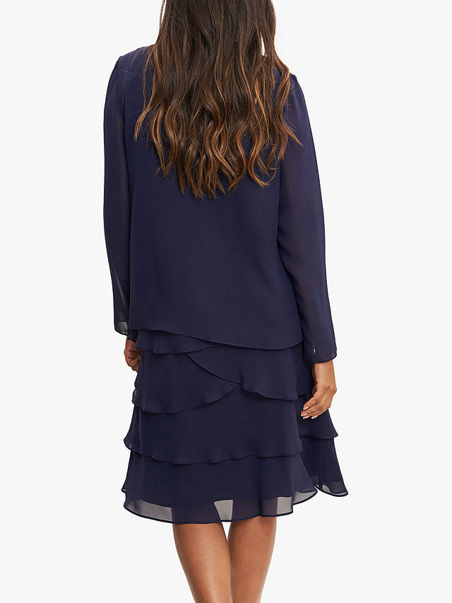 Gina Bacconi Leigh Embellished Tiered Dress and Jacket, Navy