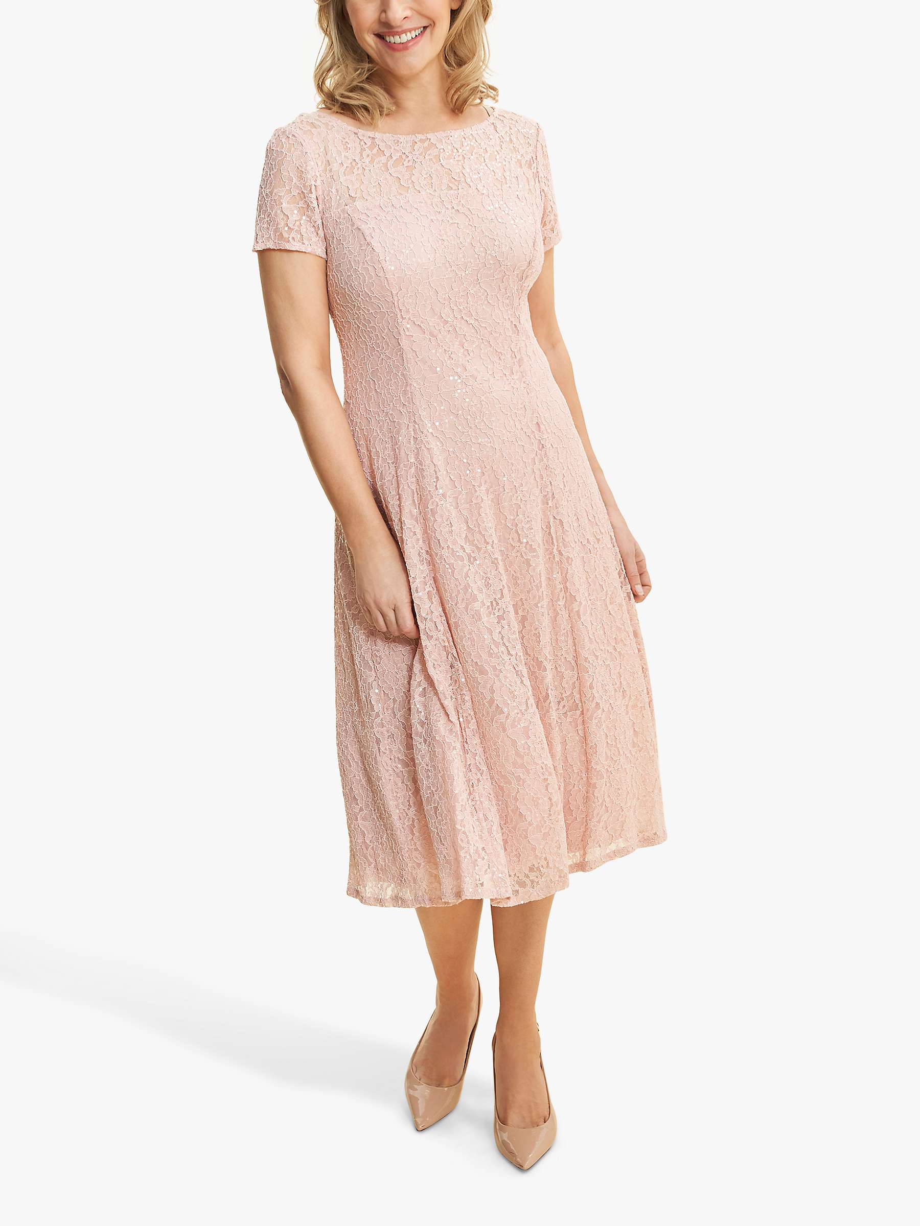 Buy Gina Bacconi Maribel Lace Midi Dress, Rose Pink Online at johnlewis.com