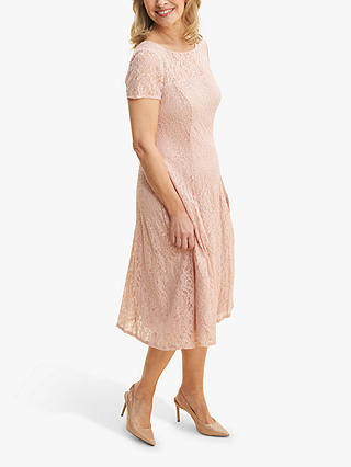Gina Bacconi Maribel Lace Midi Dress, Rose Pink