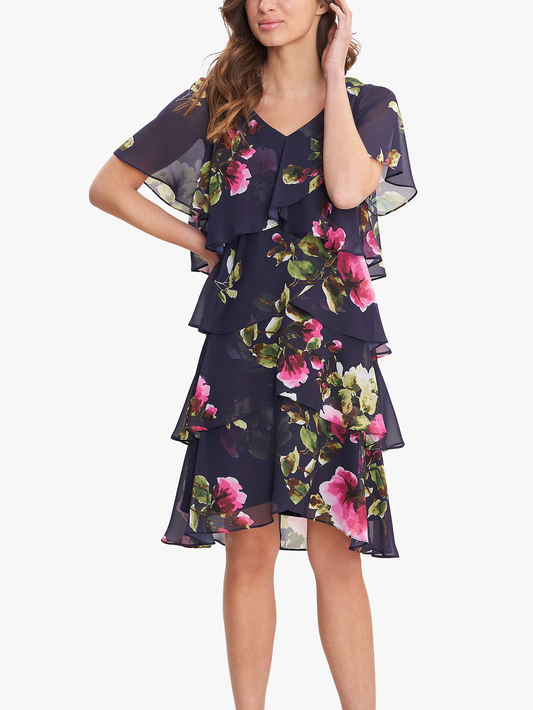 Buy Gina Bacconi Cory Floral Layered Dress, Navy/Multi Online at johnlewis.com