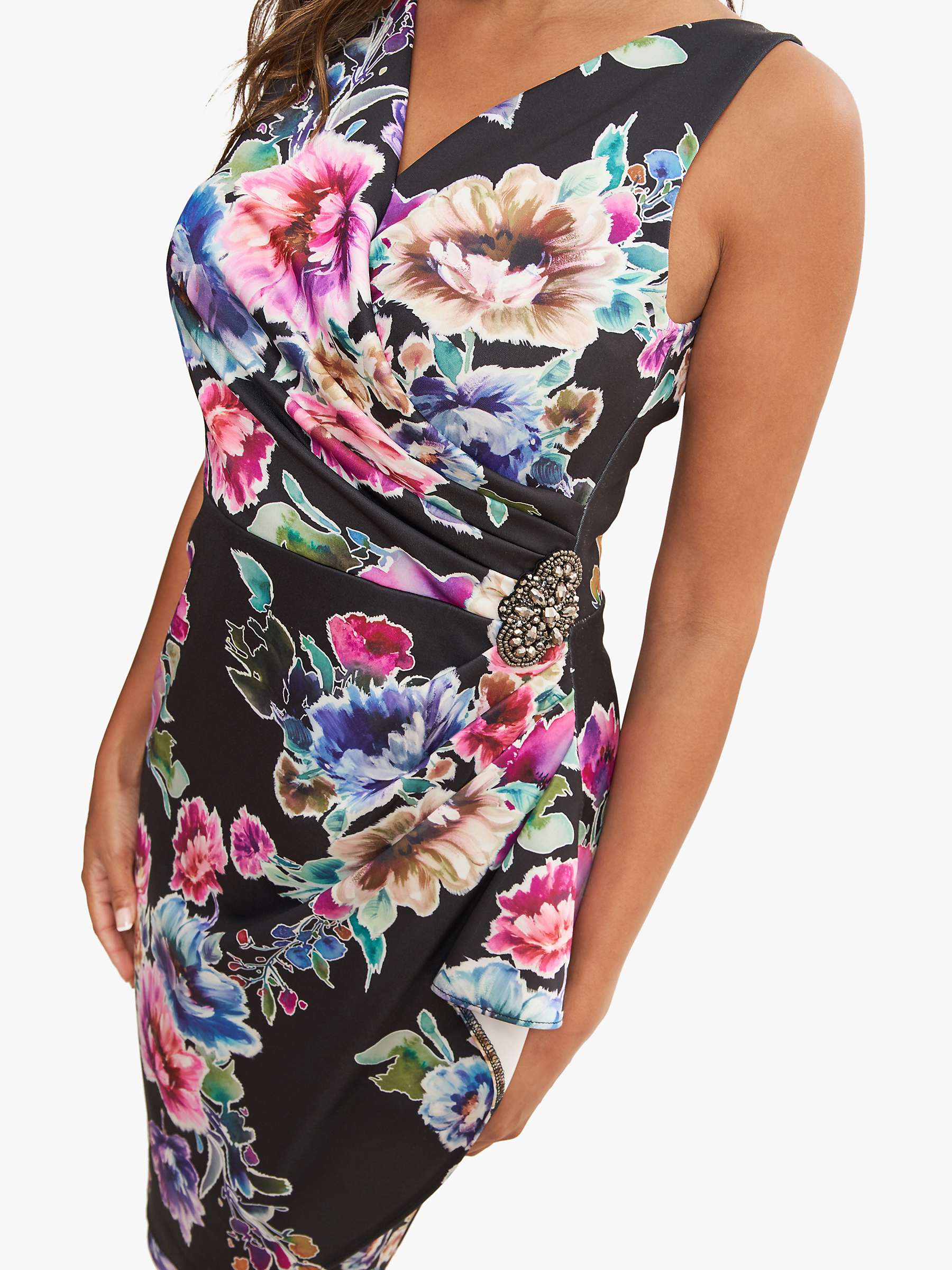 Buy Gina Bacconi Nydia Floral Print Sheath Dress, Black/Multi Online at johnlewis.com