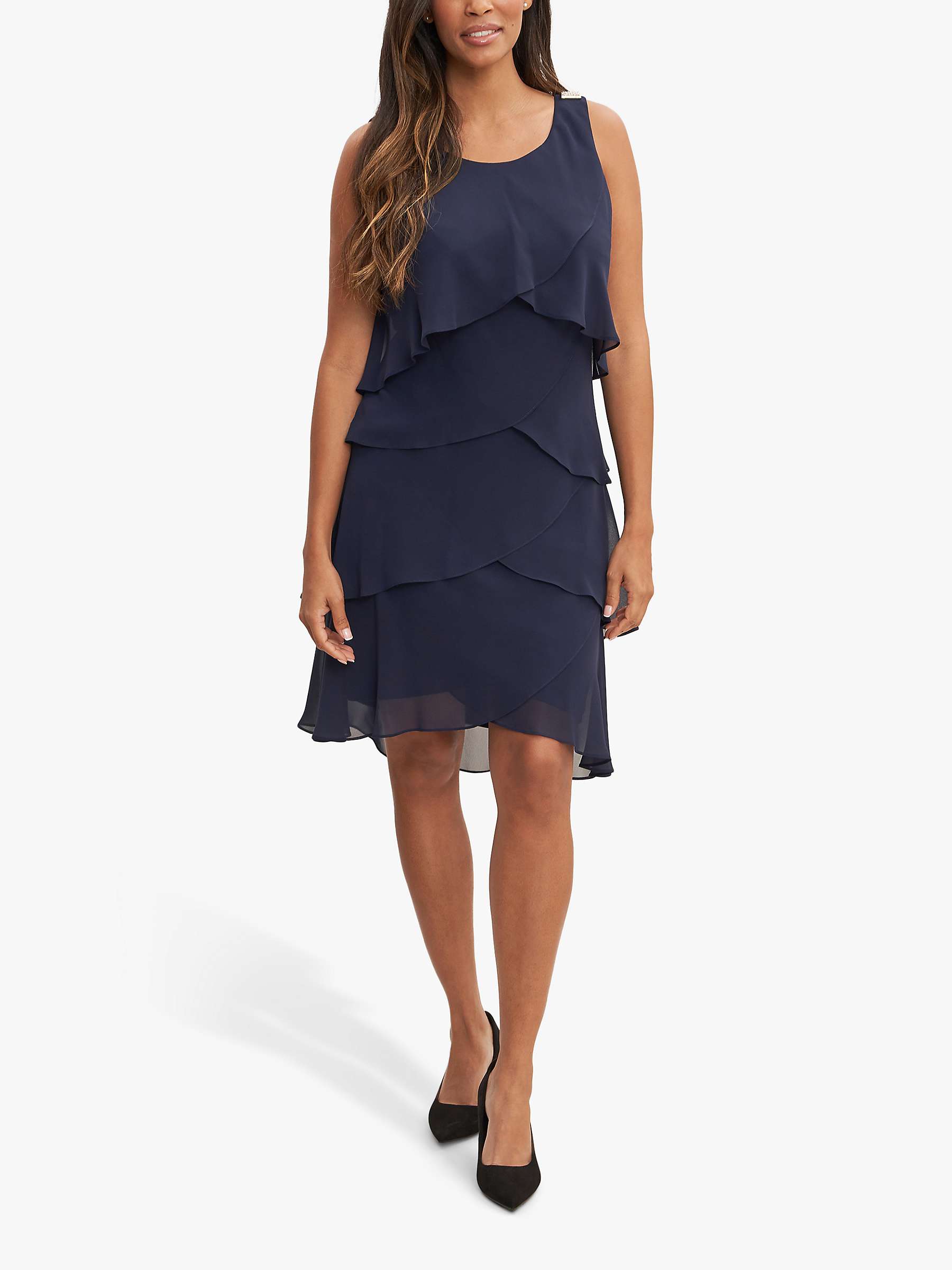 Buy Gina Bacconi Vesta Jewel Shoulder Layered Dress, Navy Online at johnlewis.com