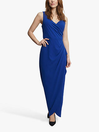Gina Bacconi Neena V Neck Tulip Hem Maxi Dress, Cosmic Blue