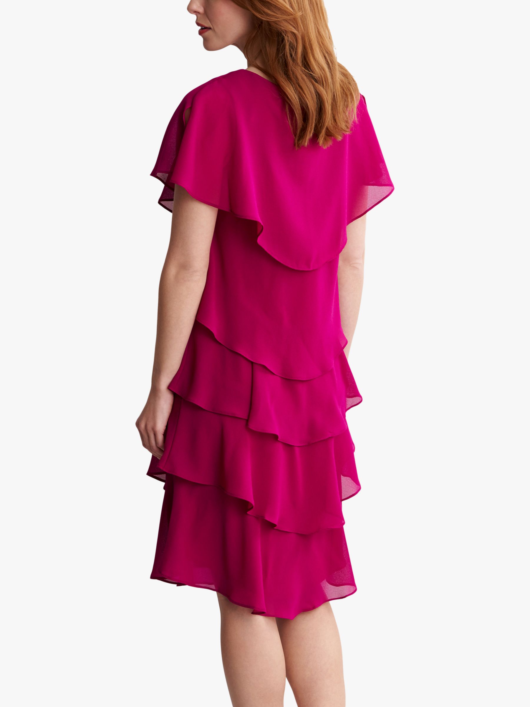 Buy Gina Bacconi Lona Georgette Layered Dress, Fuchsia Online at johnlewis.com