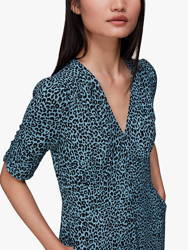 Whistles Leopard Print Cropped Jumpsuit, Blue/Multi
