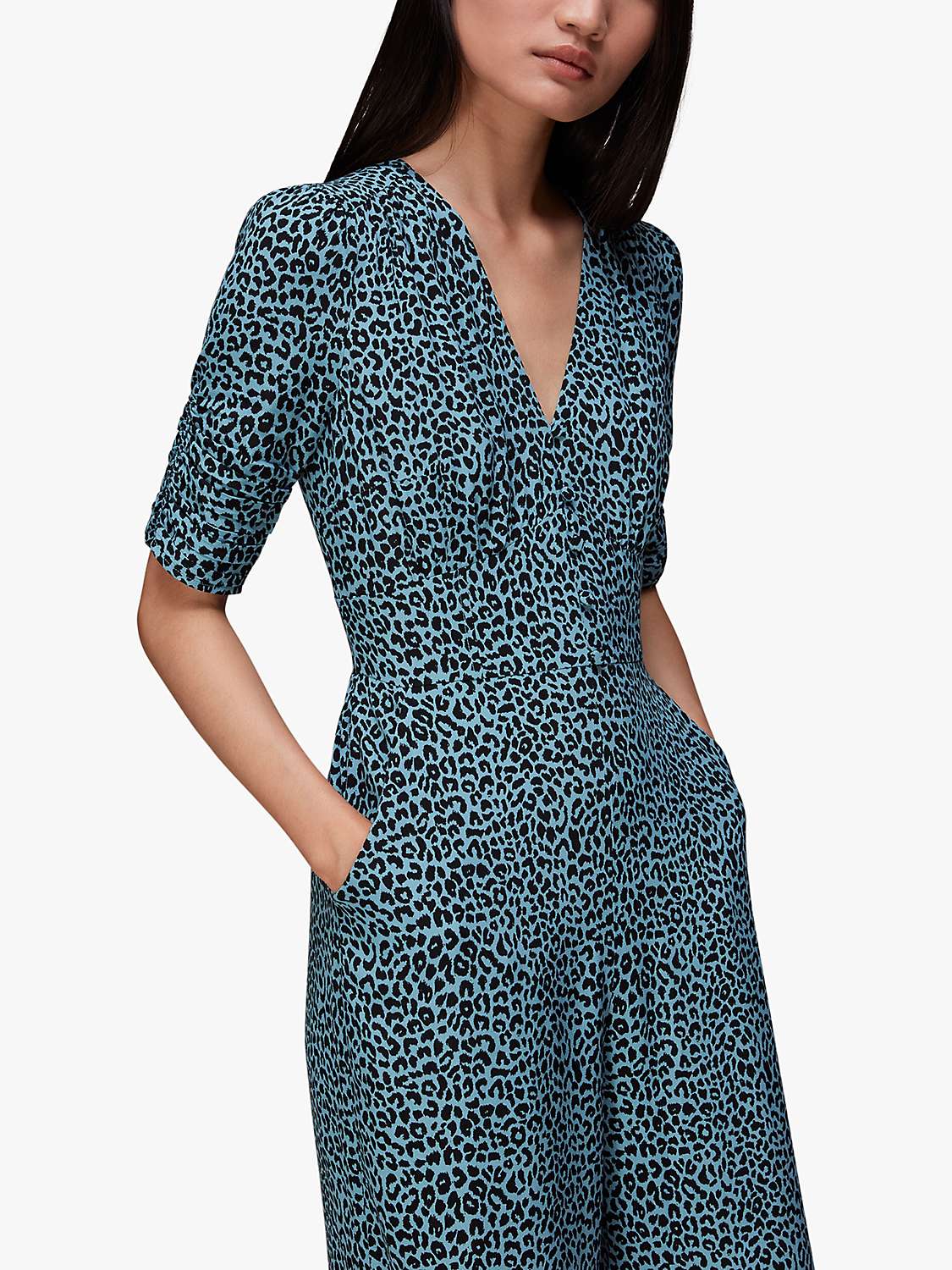 Buy Whistles Leopard Print Cropped Jumpsuit, Blue/Multi Online at johnlewis.com
