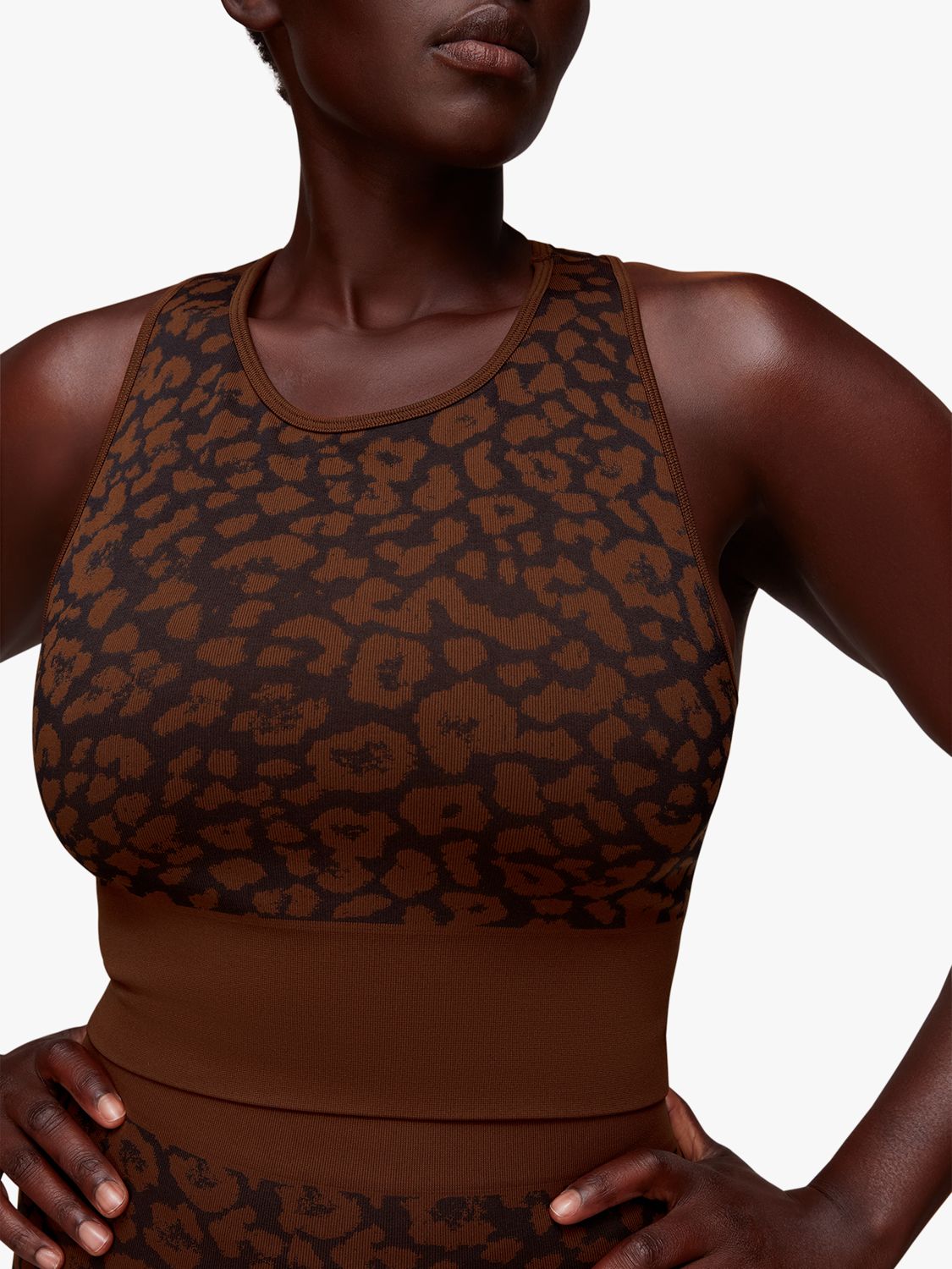 Whistles Animal Seamless Sports Bra, Brown/Multi at John Lewis & Partners