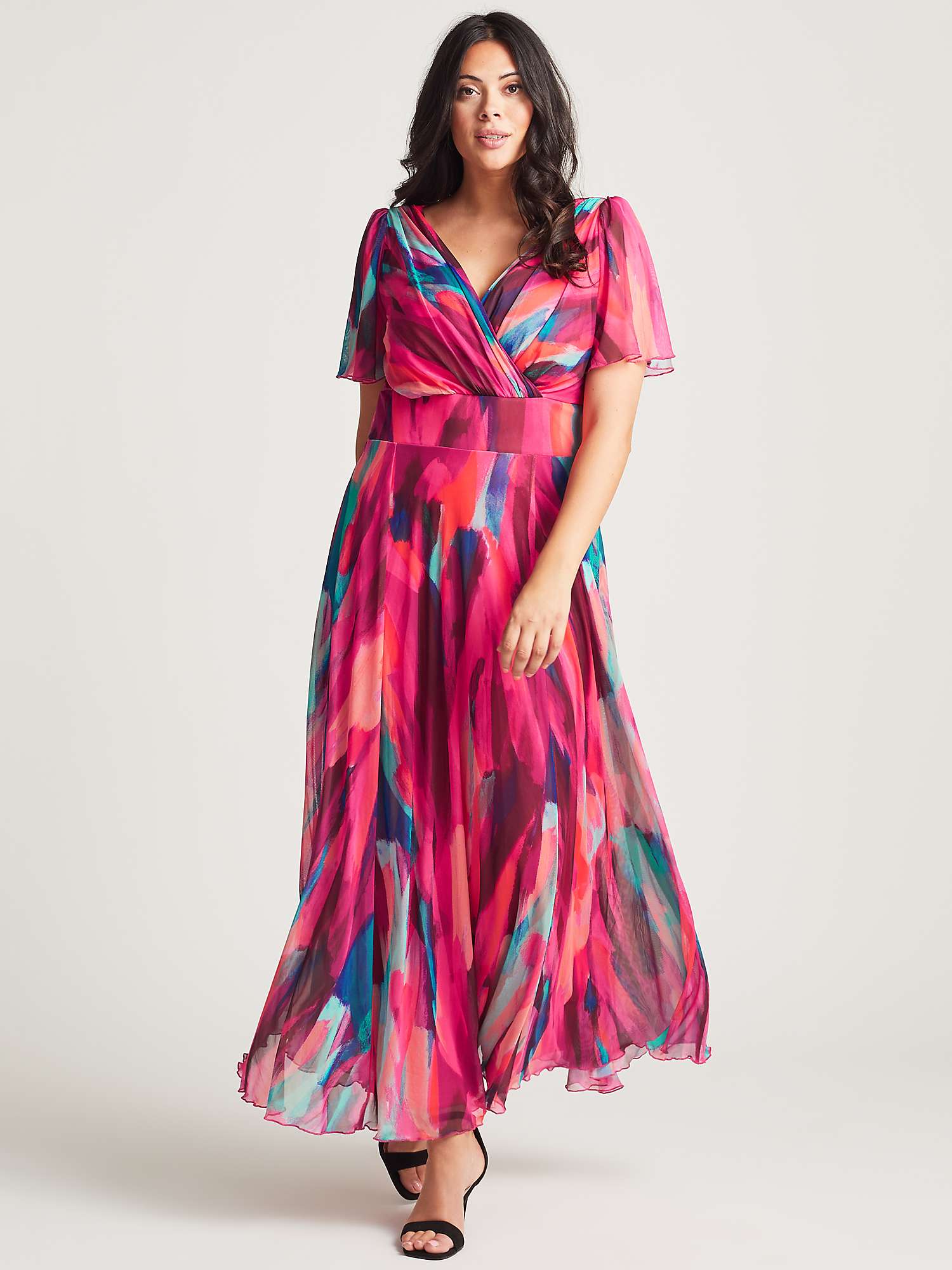 Scarlett & Jo Curve Isabelle Abstract Print Maxi Dress, Winter Pink at ...