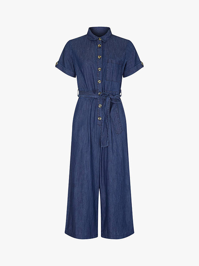 Yumi Denim Button Culotte Jumpsuit, Blue