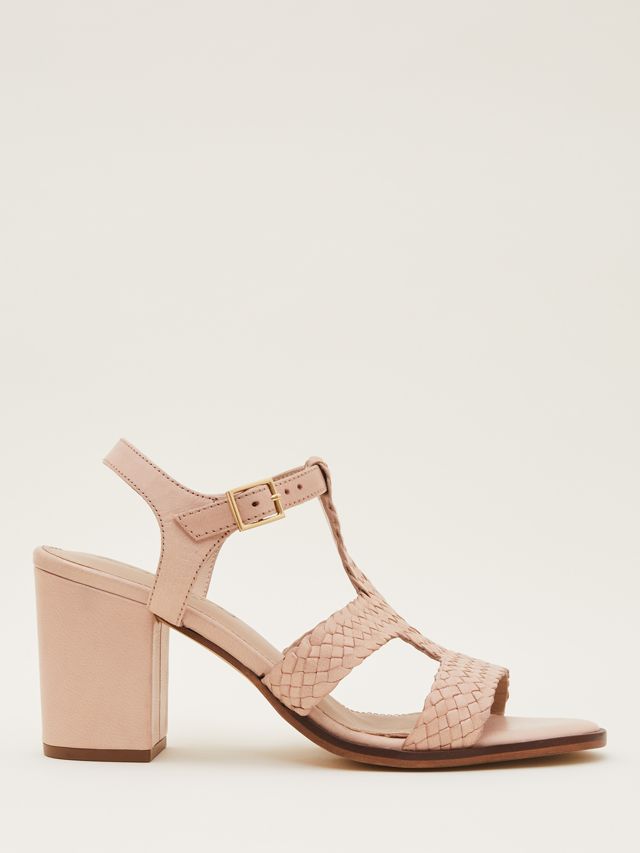 Phase Eight Plaited T Bar Block Heel Sandals Tan 3