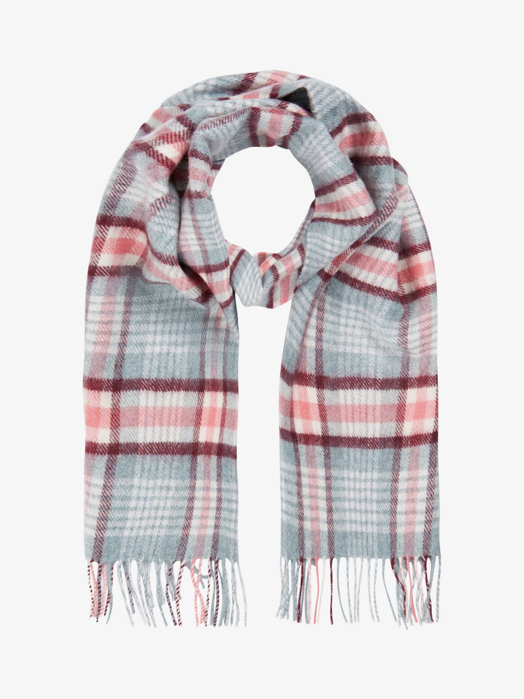 Brora Cashmere Plaid Scarf, Mercury at John Lewis & Partners