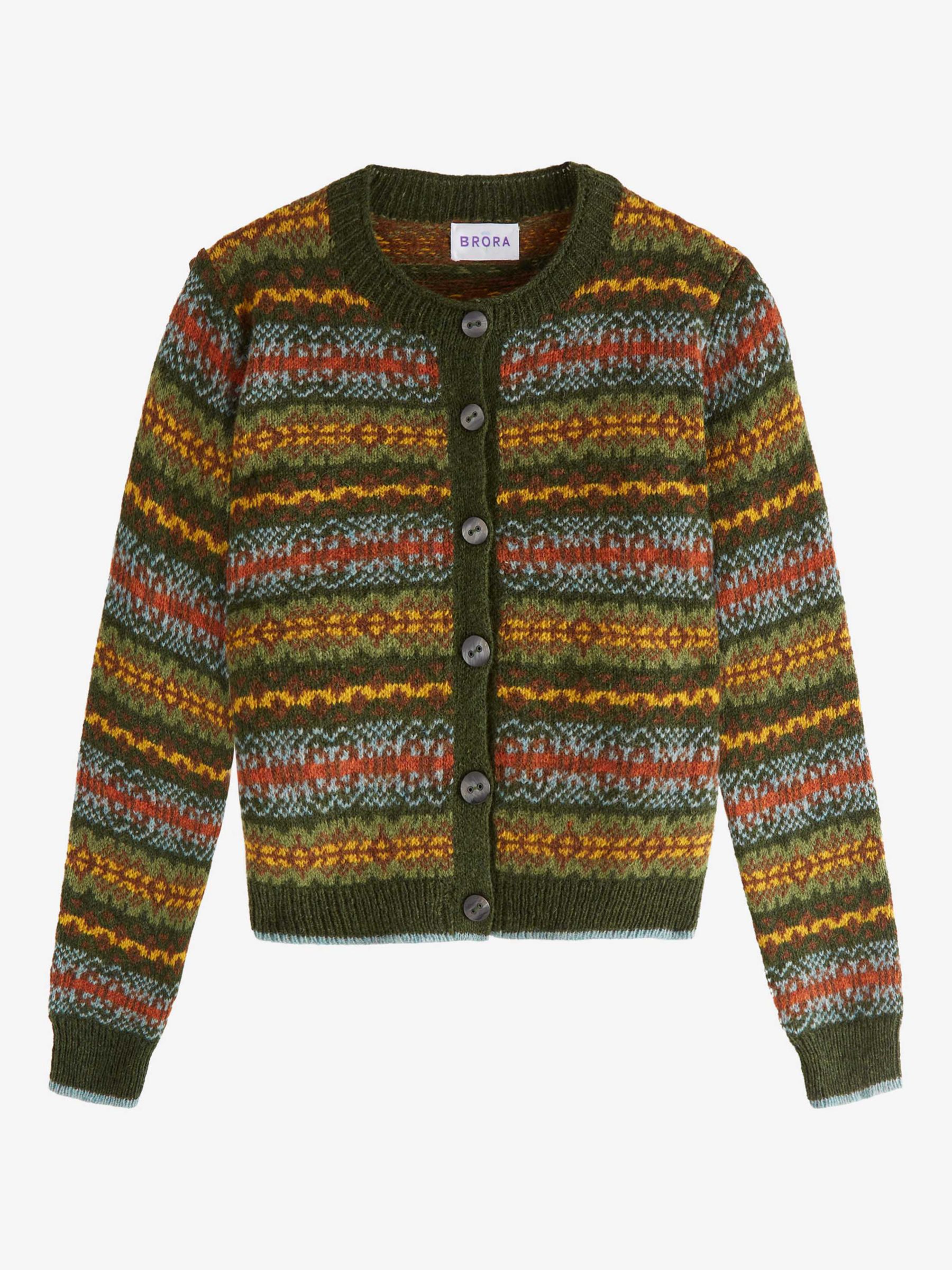 Brora Wool Fair Isle Cardigan, Sorrel at John Lewis & Partners