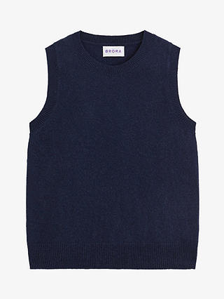 Brora Cashmere Tank Top, French Navy