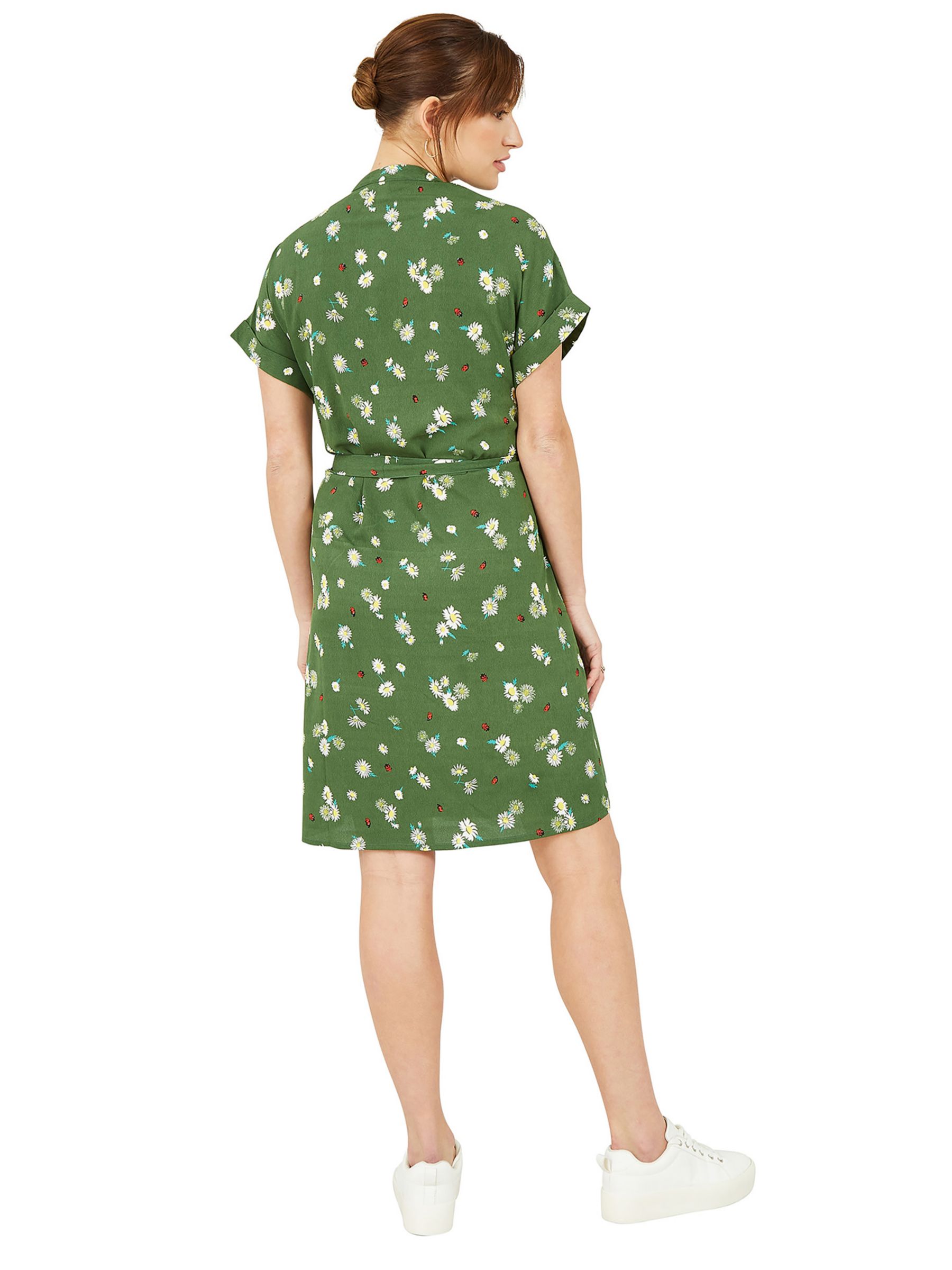 Yumi Ditsy and Ladybird Print Shirt Dress, Green/Multi at John Lewis ...