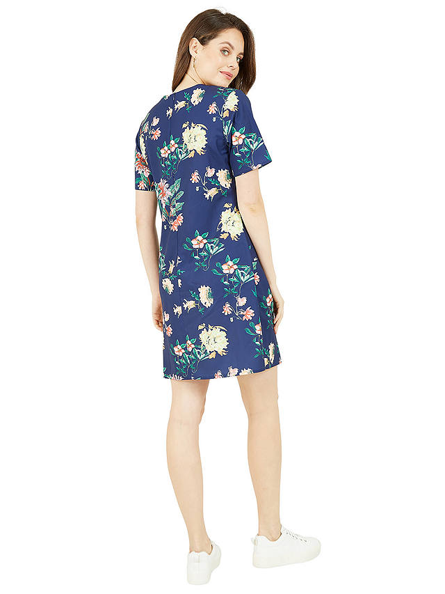 Yumi Oriental Blossom Print Knee Length Tunic, Navy/Multi