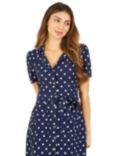 Yumi Spot Print Shirt Dress, Navy