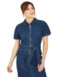 Yumi Denim Zip Shirt Dress, Dark Blue