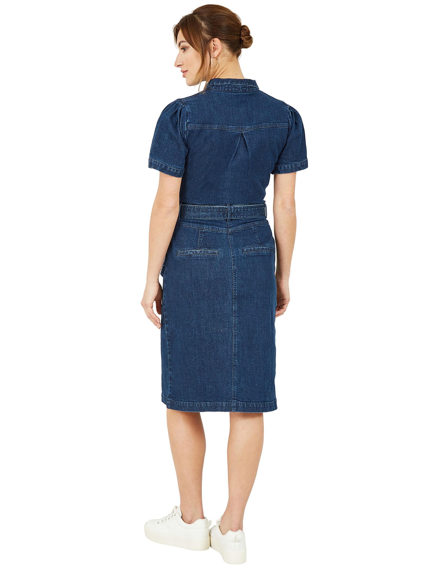 Yumi Denim Zip Shirt Dress, Dark Blue at John Lewis & Partners