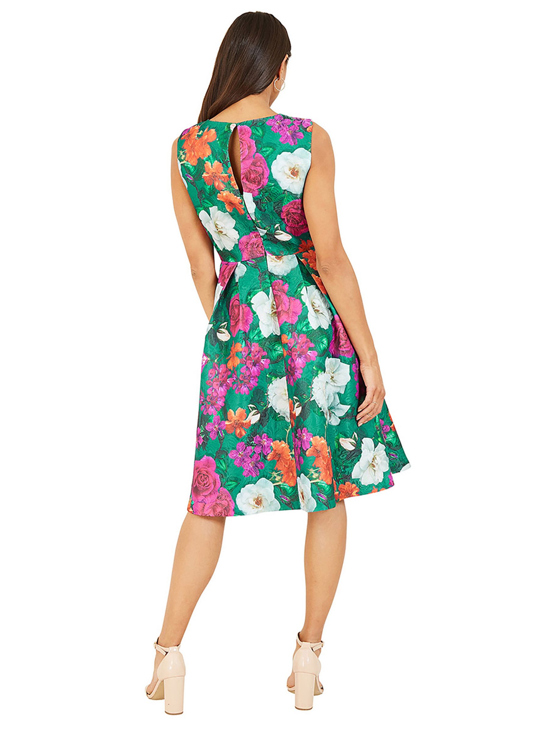 Yumi Floral Flared Jacquard Dress, Green/Multi at John Lewis & Partners