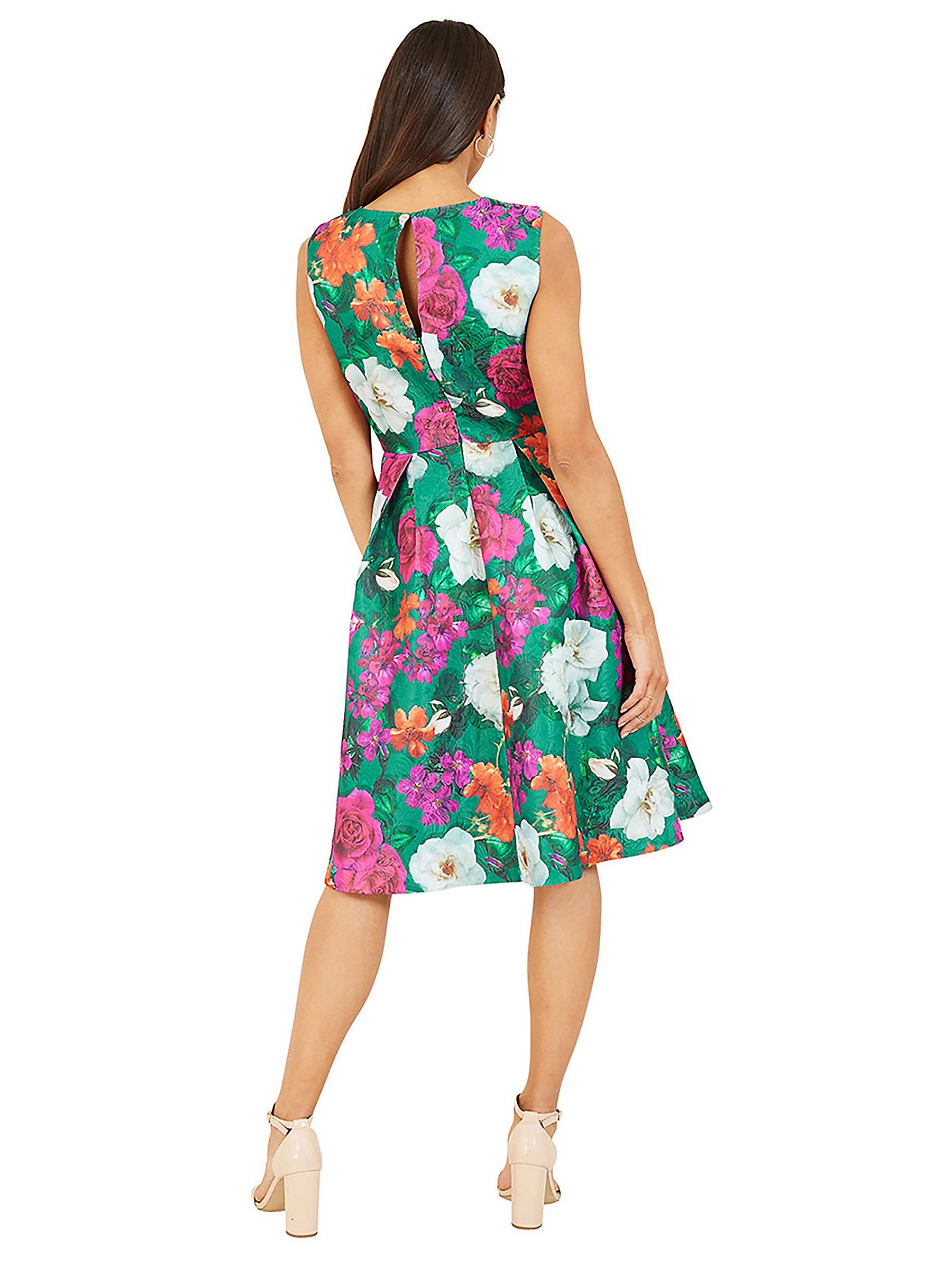 Buy Yumi Floral Flared Jacquard Dress, Green/Multi Online at johnlewis.com