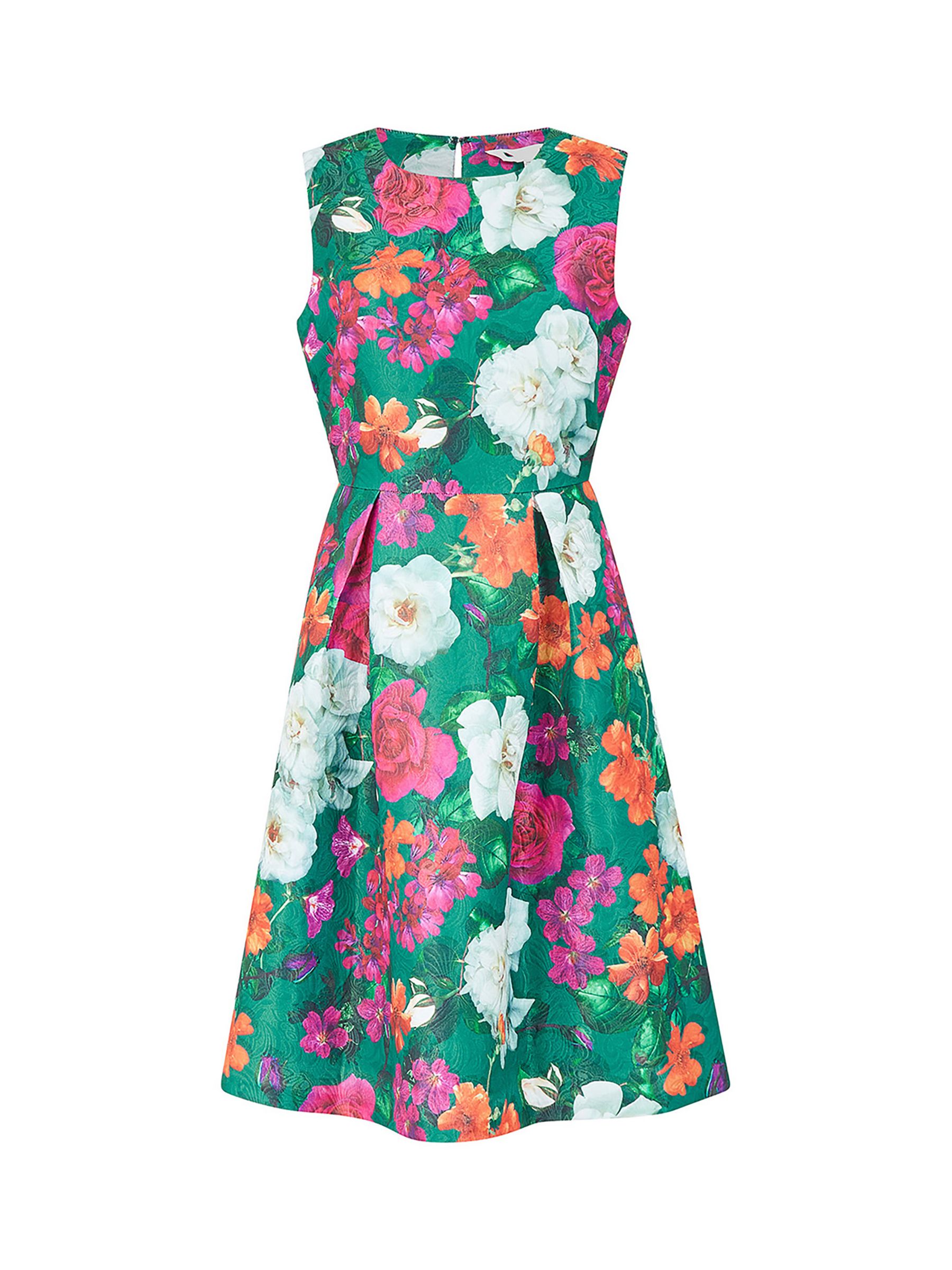 Yumi Floral Flared Jacquard Dress, Green/Multi at John Lewis & Partners