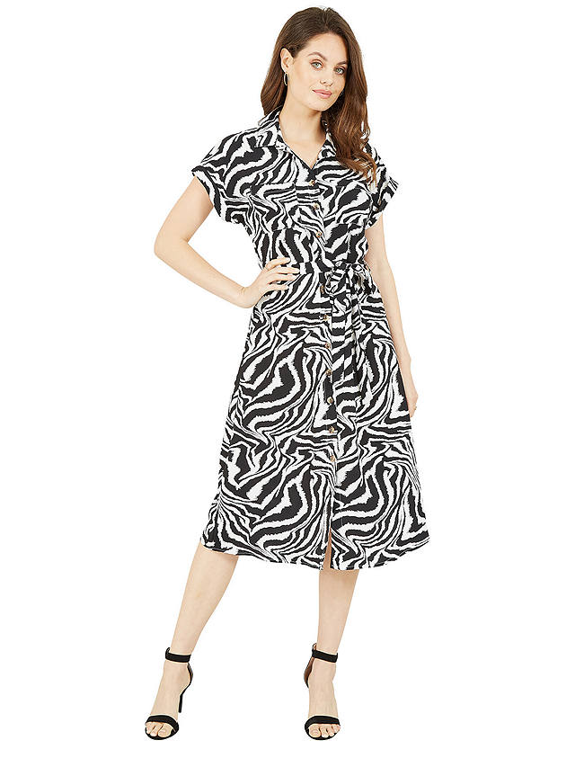 Yumi Zebra Print Shirt Dress, Black/Multi