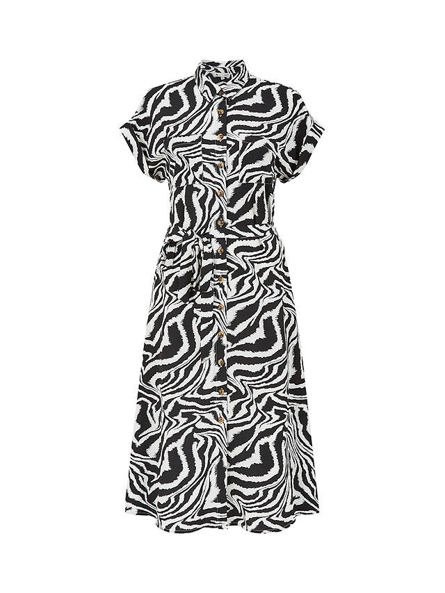 Yumi Zebra Print Shirt Dress, Black/Multi