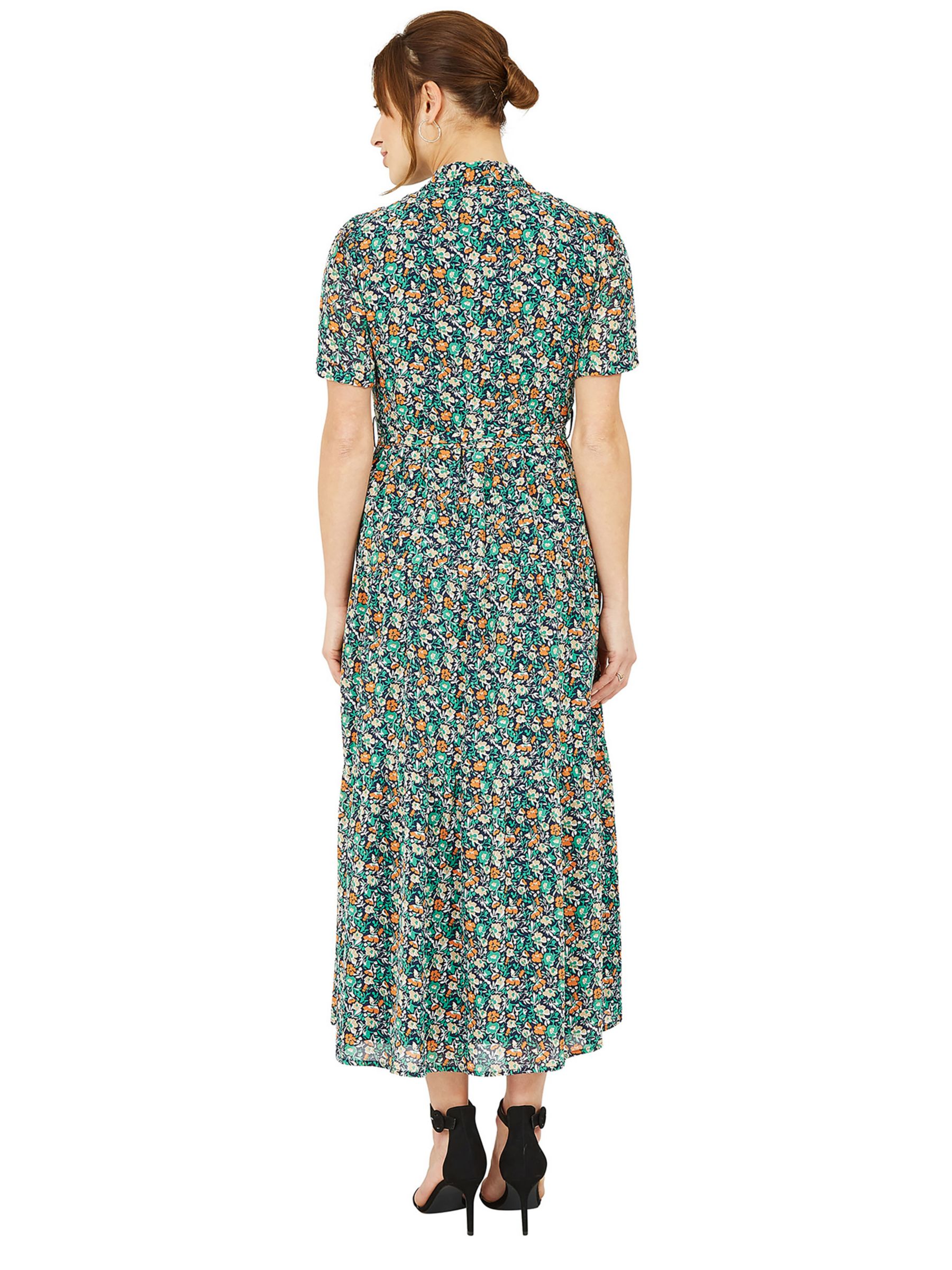 Yumi Floral Midi Shirt Dress, Green/Multi at John Lewis & Partners