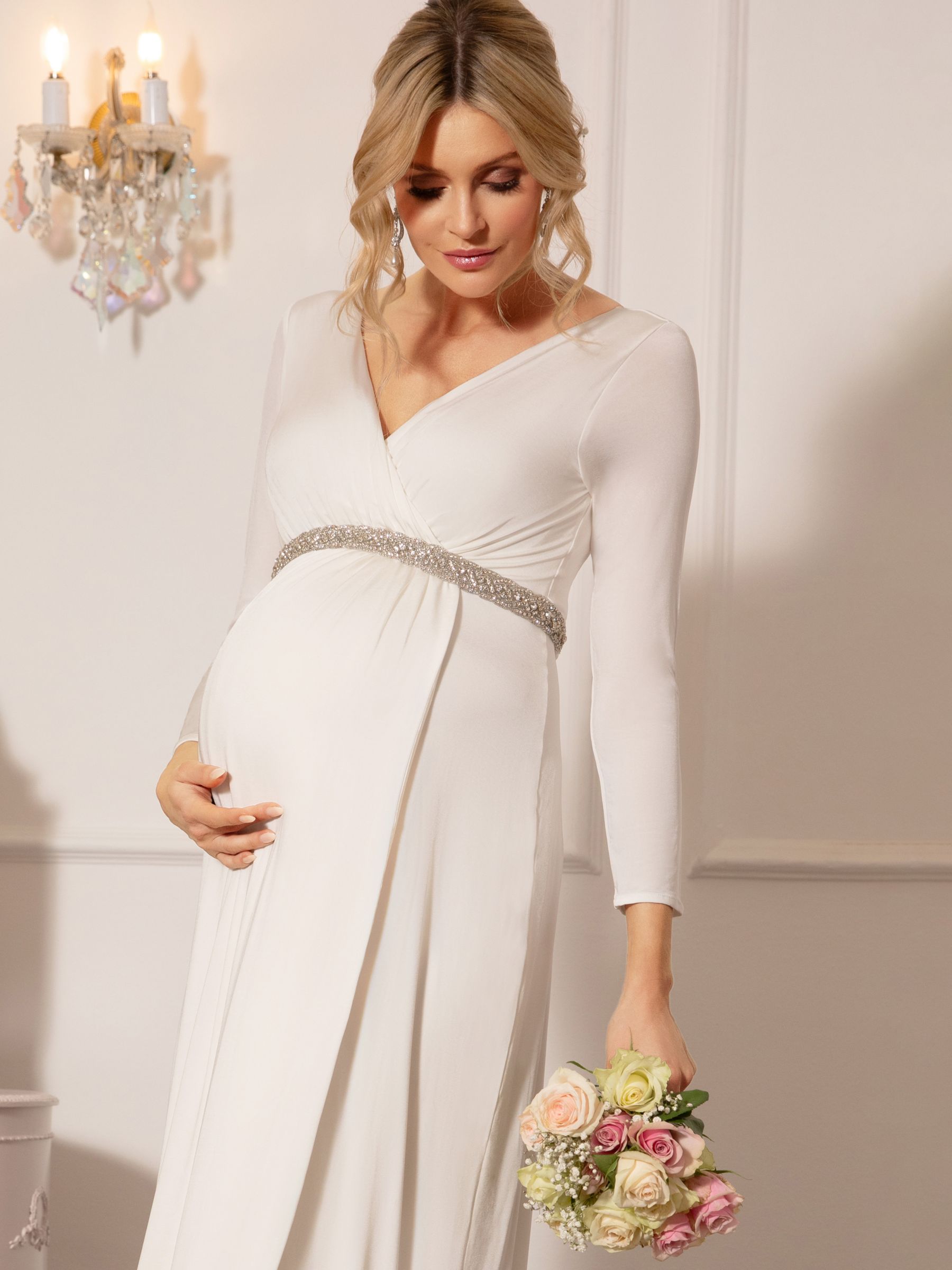 Tiffany Rose Isabella Hidden Split Maternity Wedding Dress, Ivory, 6-8