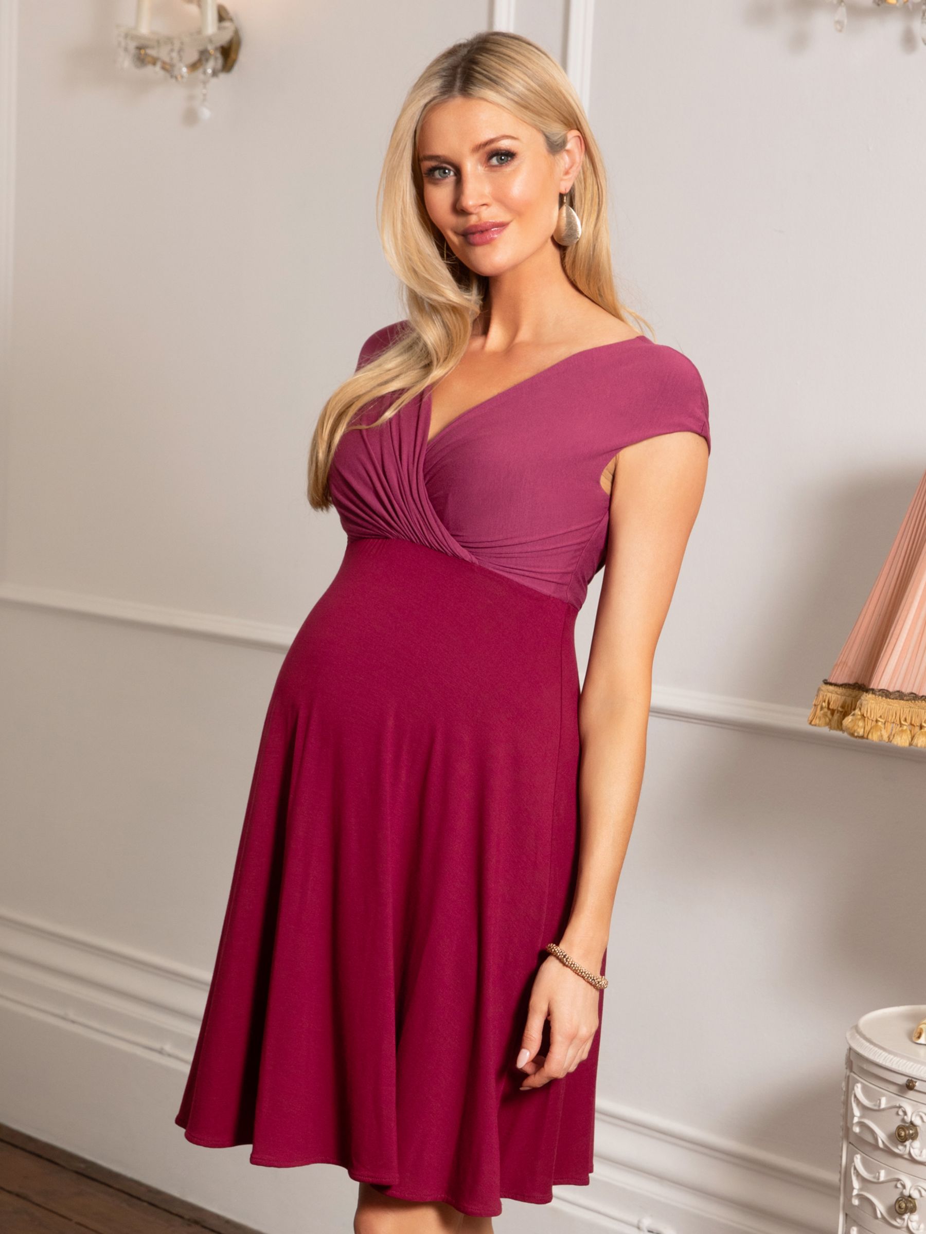 Tiffany Rose Alessandra Wrap Neck Maternity Dress, Rosey Red, 6-8