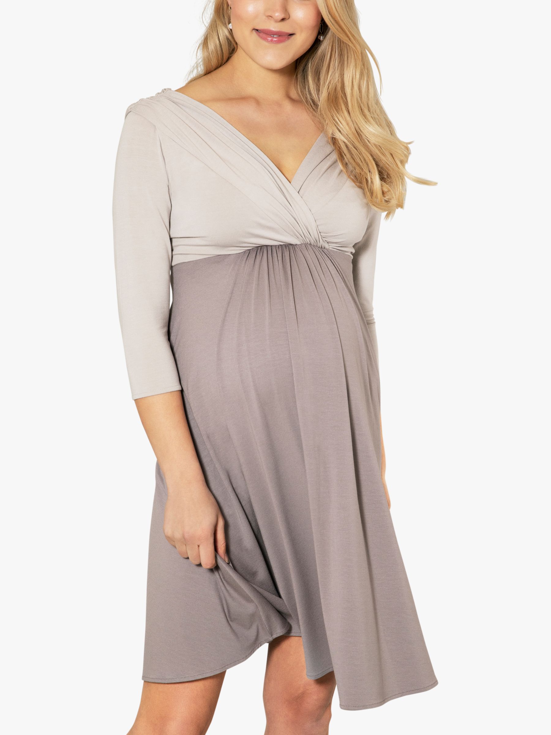 Tiffany Rose Willow Colour Block Maternity Dress, Almond Truffle, 6-8