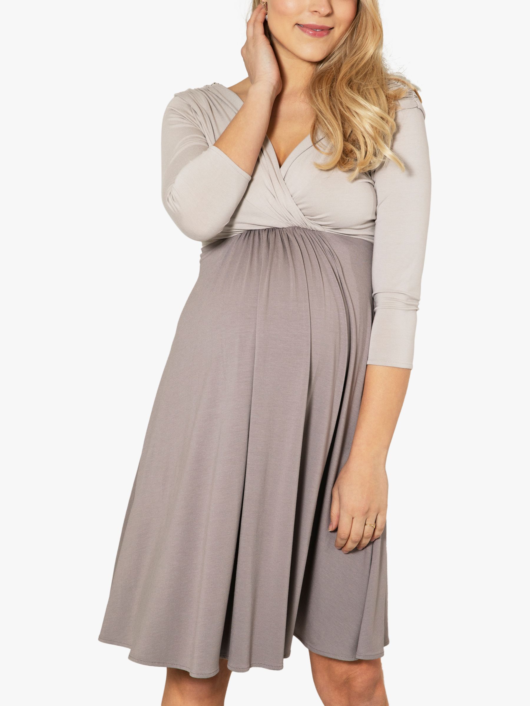 Tiffany Rose Willow Colour Block Maternity Dress, Almond Truffle, 6-8