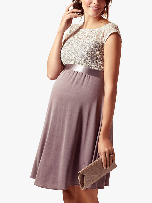 Tiffany Rose Mia Embroidered Bodice Maternity Dress, Dusky Truffle