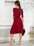 Jolie Moi Delylah V Neck Leopard Midi Dress, Scarlet