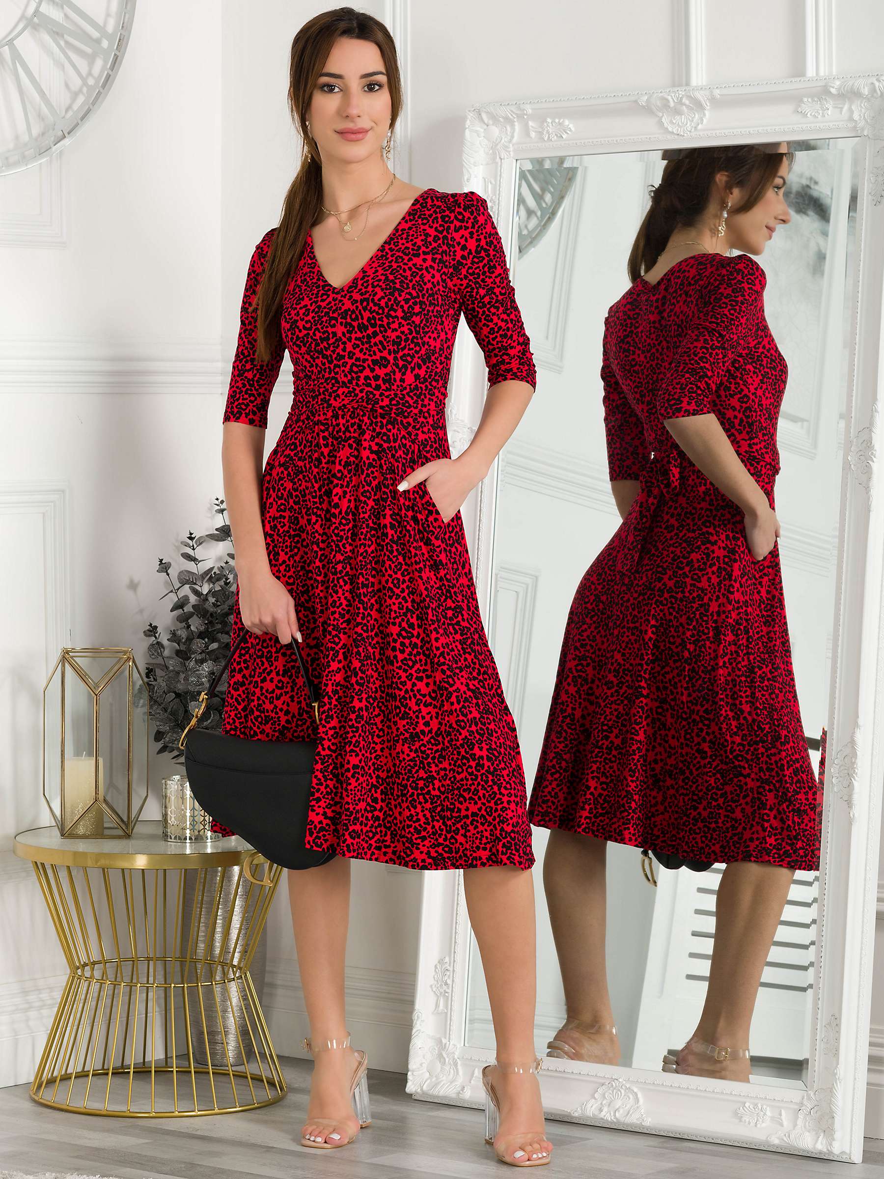 Buy Jolie Moi Delylah V Neck Leopard Midi Dress Online at johnlewis.com