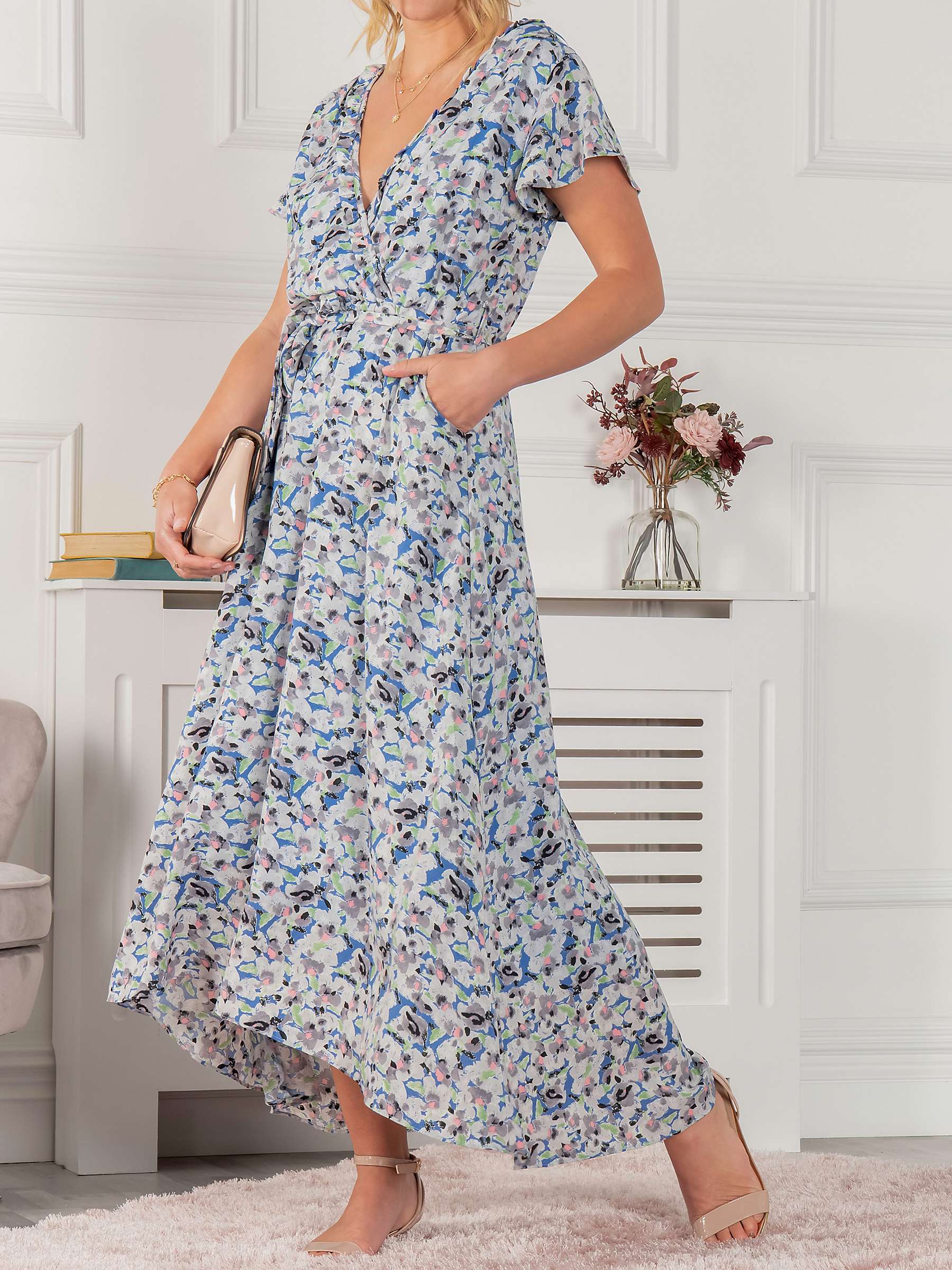 Buy Jolie Moi Selina Floral Wrap Dip Hem Maxi Dress, Blue/Multi Online at johnlewis.com