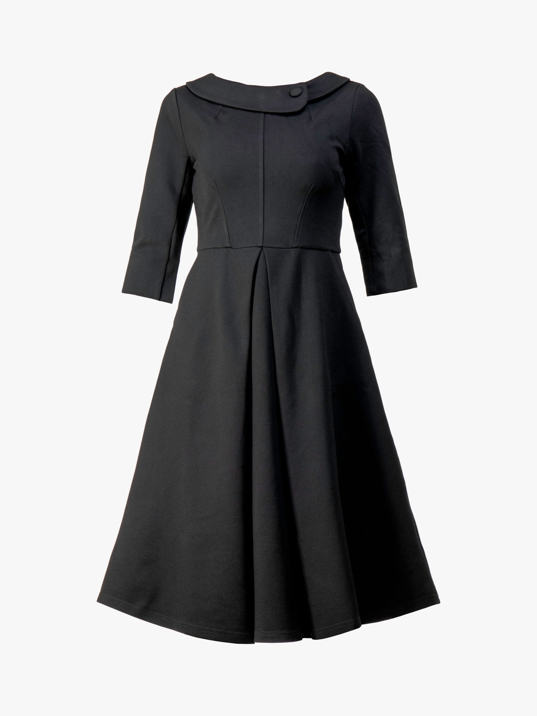 Jolie Moi Kyndall 3/4 Sleeve Flared Dress, Black at John Lewis & Partners