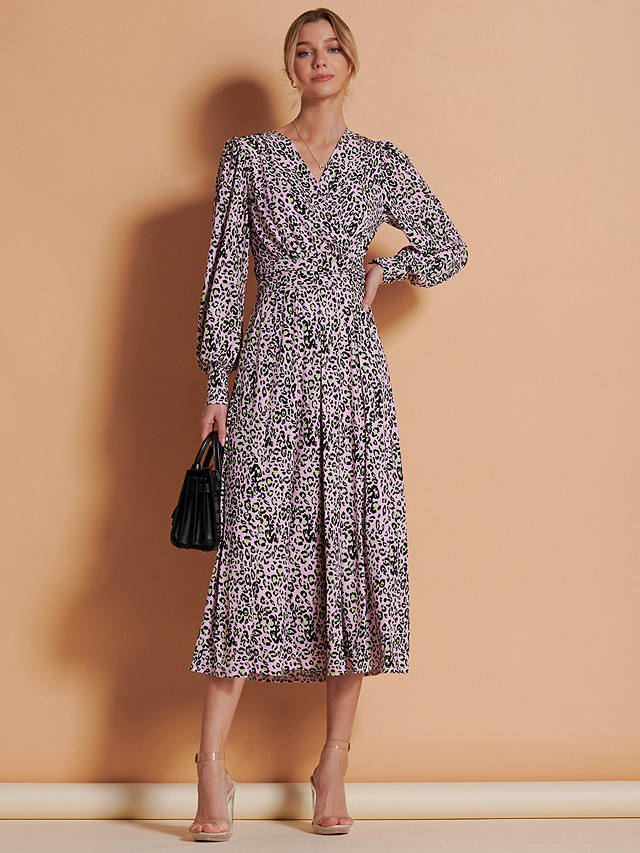 Jolie Moi Allyn Leopard Print Long Sleeve Maxi Dress