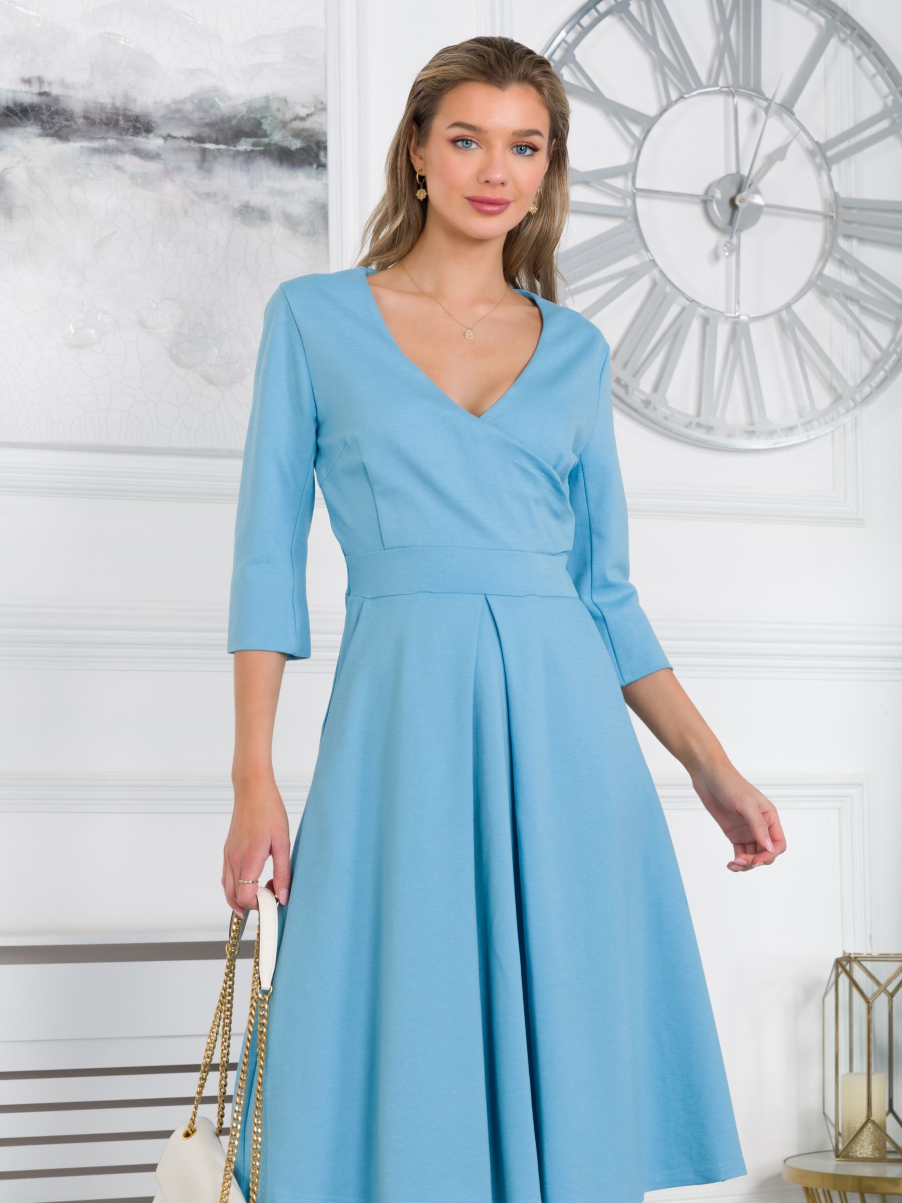 Buy Jolie Moi Paige 3/4 Sleeve Flared Dress Online at johnlewis.com