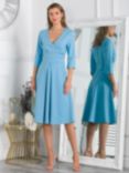 Jolie Moi Paige 3/4 Sleeve Flared Dress, Pale Blue