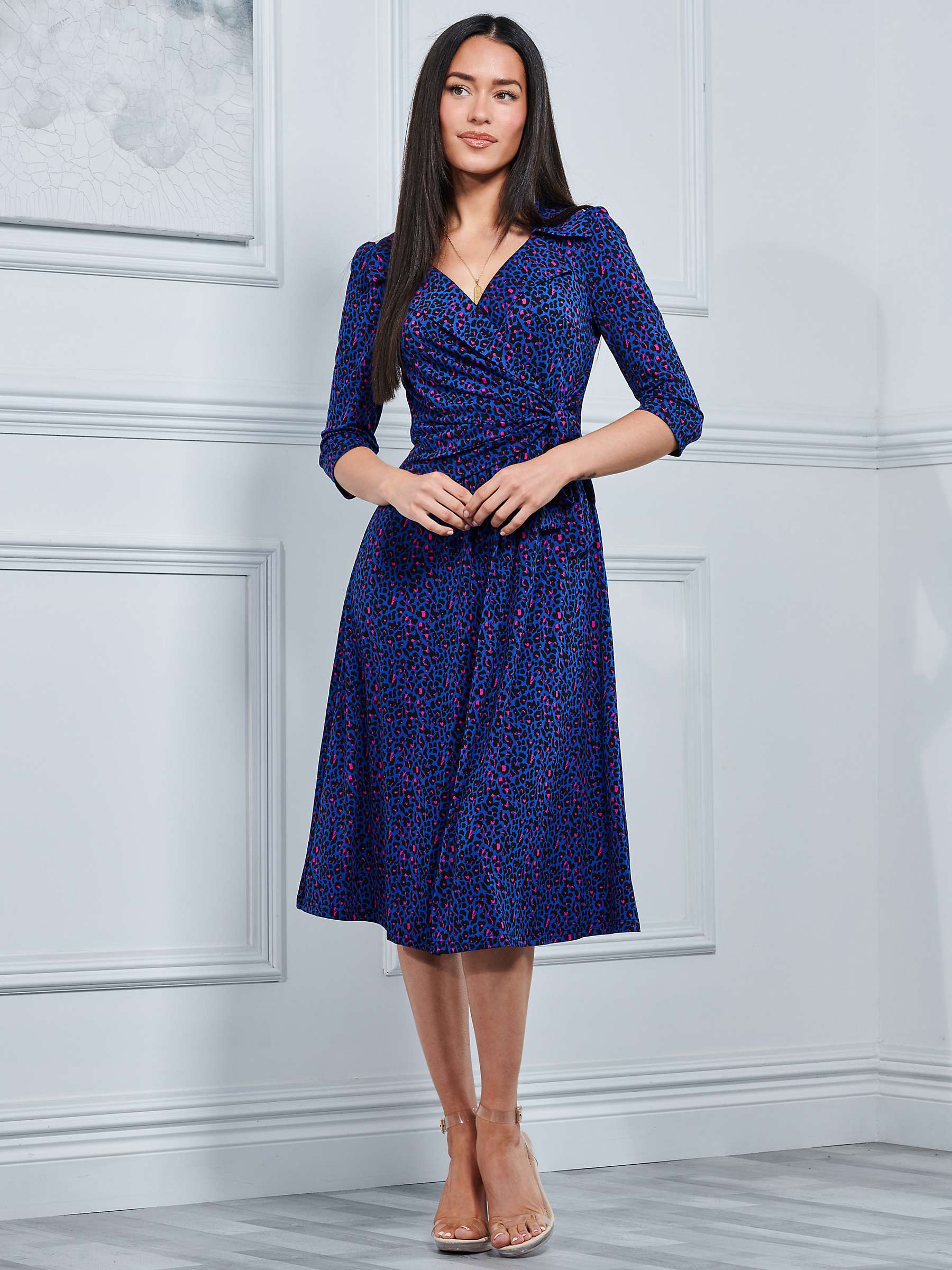 Buy Jolie Moi Sylvie Leopard Print Midi Dress, Bright Blue/Multi Online at johnlewis.com