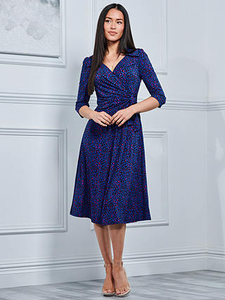 Jolie Moi Sylvie Leopard Print Midi Dress, Bright Blue/Multi