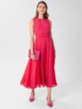 Hobbs Angelica Flared Midi Dress, Pink/Red